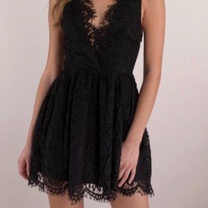 Tobi | Black Lace Skater Style Dress